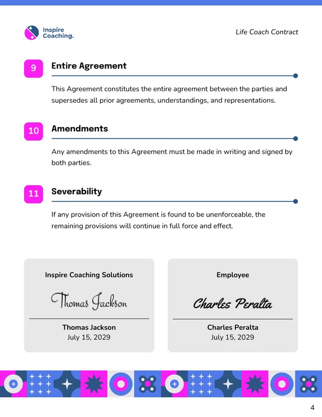 Life Coach Contract Template - page 4