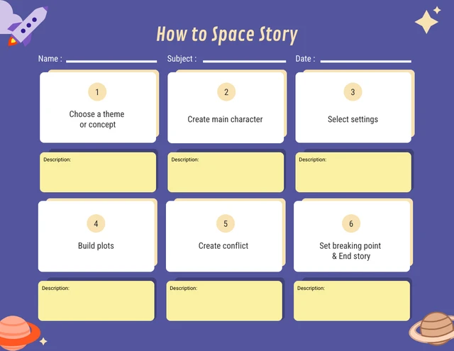 Blue How to Space Storyboard Vorlage