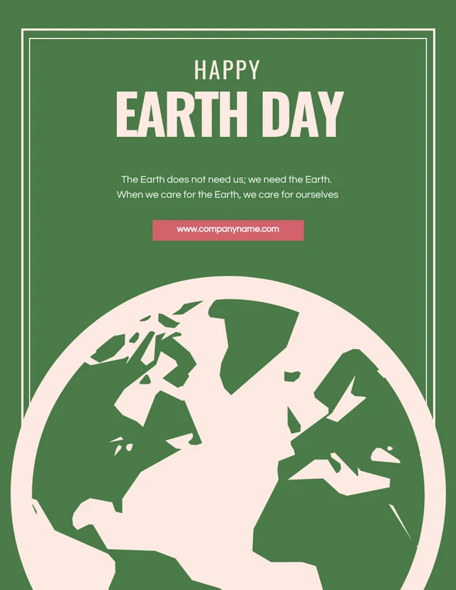 Minimalist Clean Green Earth Day Poster Template