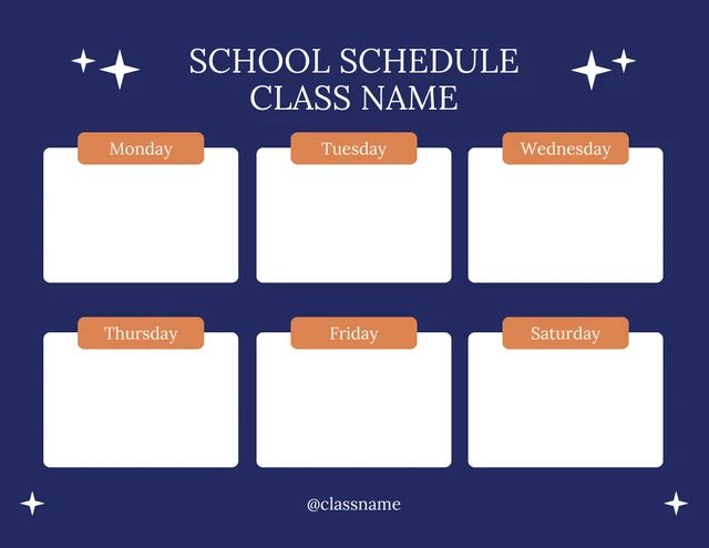 Navy Modern School Schedule Template