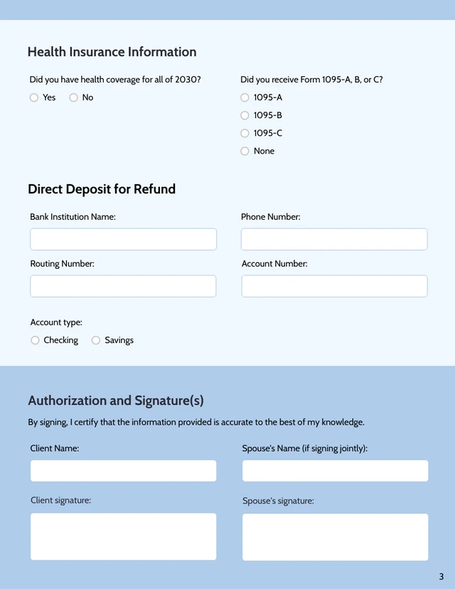 Tax Client Intake Form Template - Seite 3