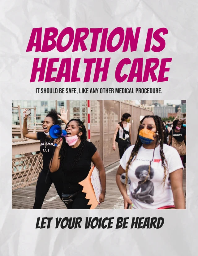 Light Grey Simple Texture Abortion Health Care Pro-Choice Poster Template
