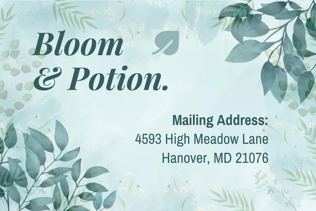 Teal Watercolor Floral Address Label Template