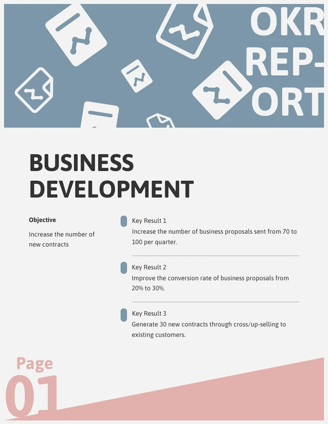 Soft Blue And Soft Red Simple Abstrak OKR Report - Page 1