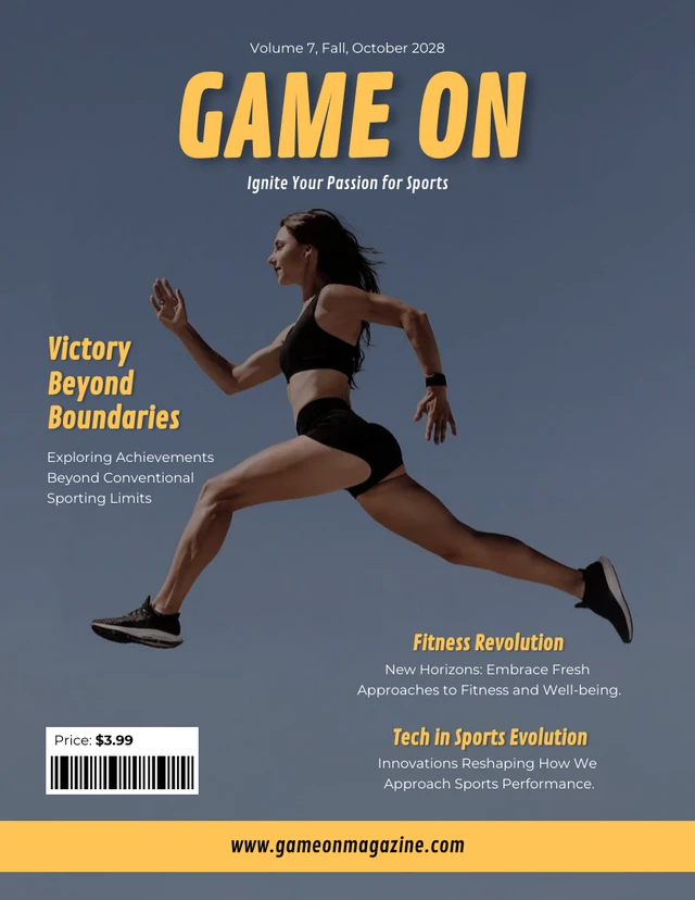 Einfache gelbe und weiße Sportmagazin-Cover-Vorlage