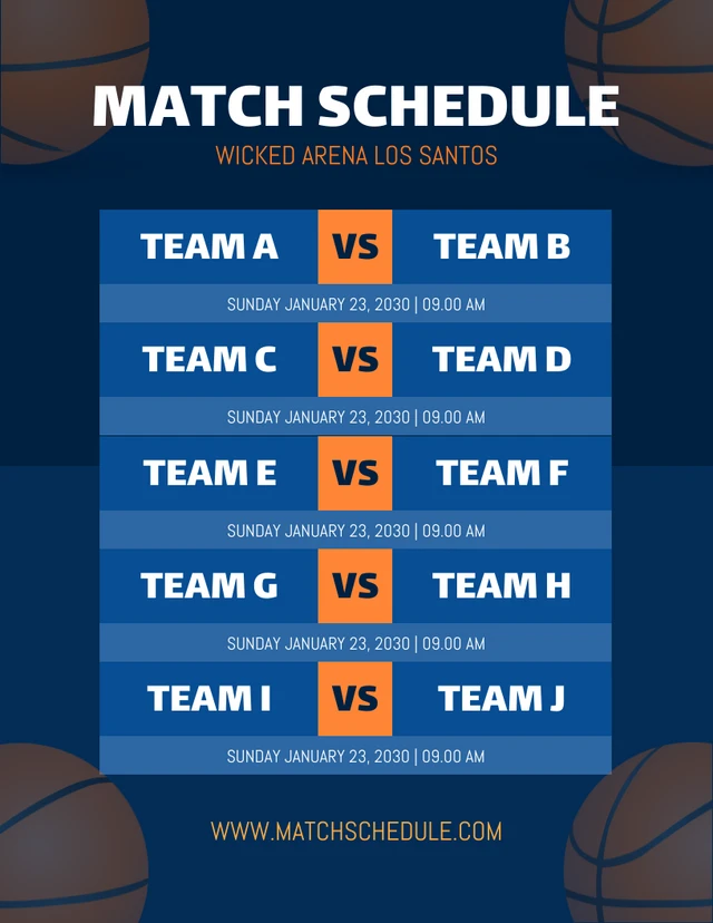 Navy Simple Match Schedule Template