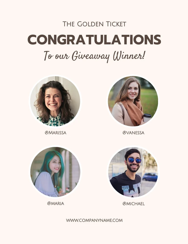 Beige Simple Giveaway Congratulations Poster Template