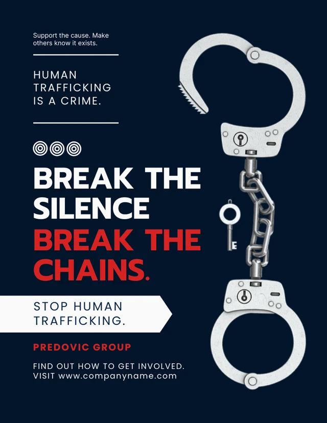 Navy And White Modern Human Trafficking Poster Template