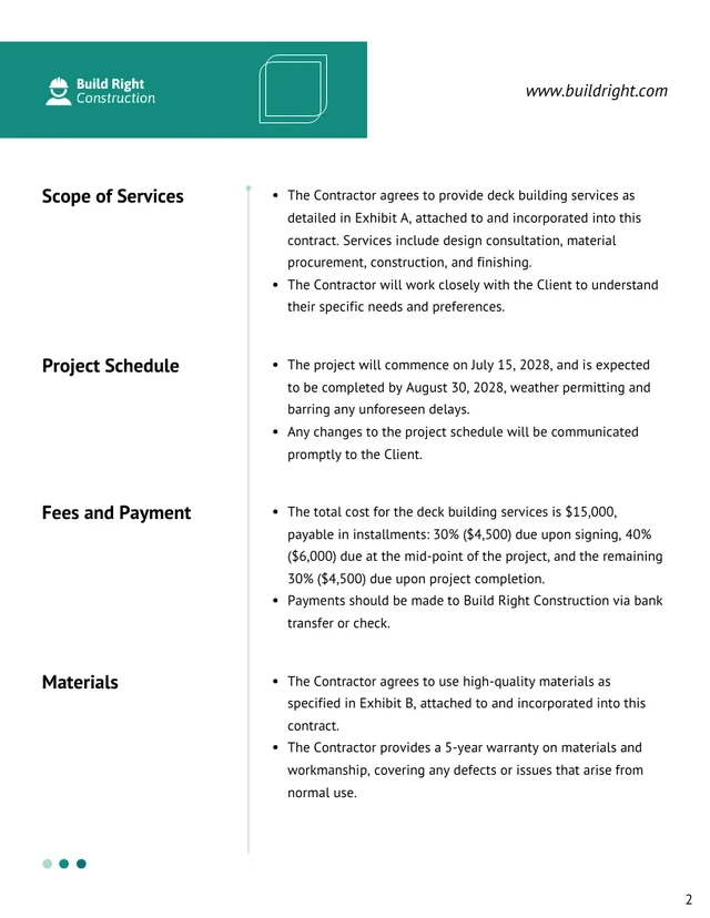 Deck Building Contract Template - page 2