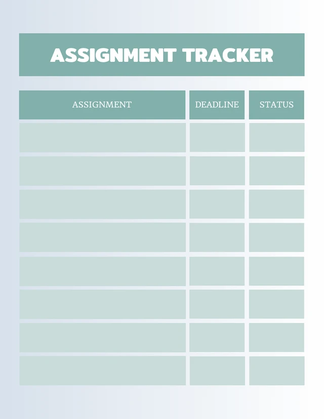 White And Pastel Green Minimalist Assignment Tracker Student Schedule Template