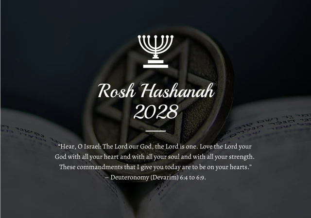 Black Simple Happy Rosh Hashanah Card Template