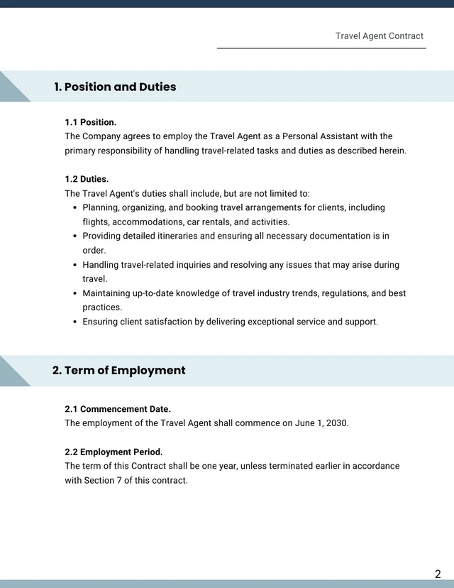 Travel Agent Contract Template - Página 2