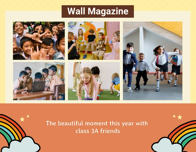 yellow and orange wall magazine moment photo collage Template