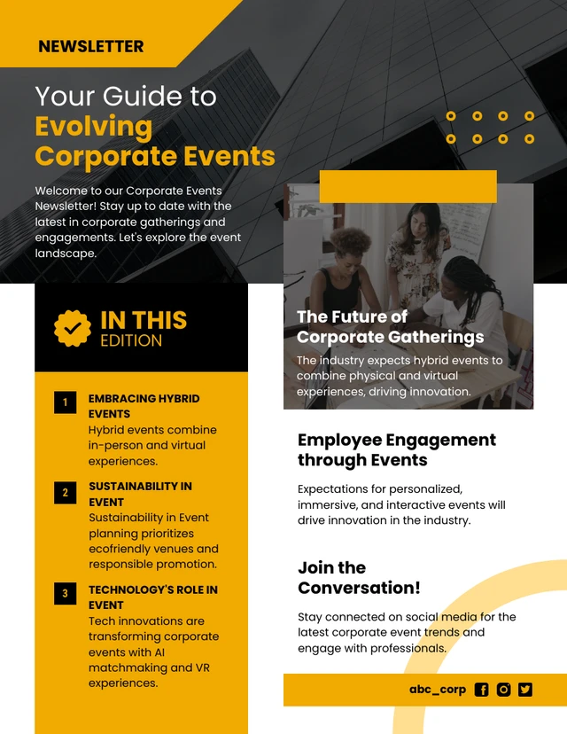 Corporate Events Newsletter Template