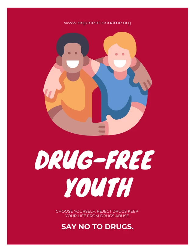 Modèle d'Affiche de sensibilisation aux drogues illustration simple blanc et rouge