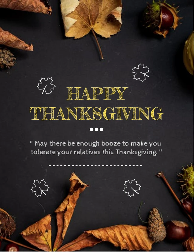 Dark Grey Minimalist Photo Happy Thanksgiving Poster Template