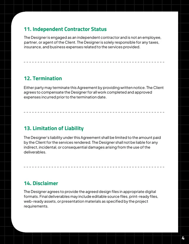 Freelance Designer Contract Template - صفحة 4