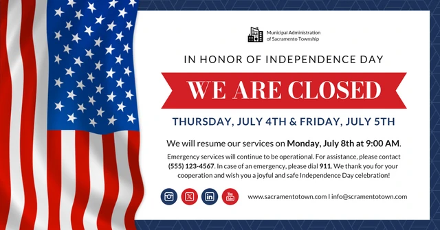 Independence Day Holiday Closure LinkedIn Post