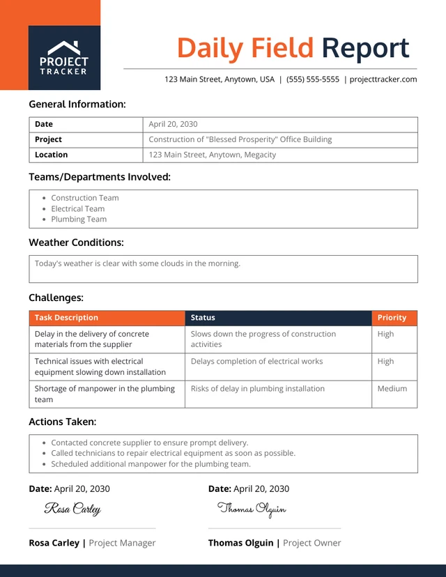 Daily Field Report Template