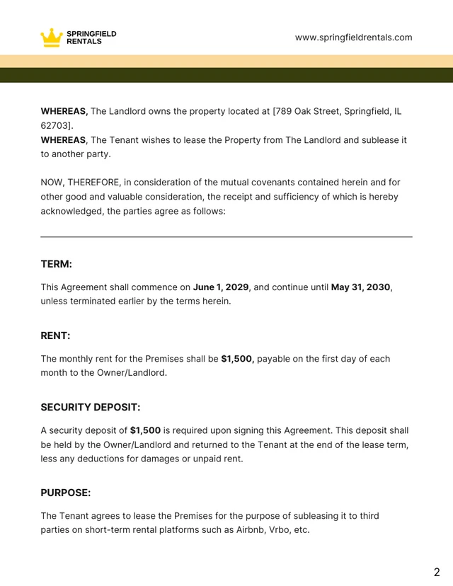 Rental Arbitrage Contract Template - Page 2