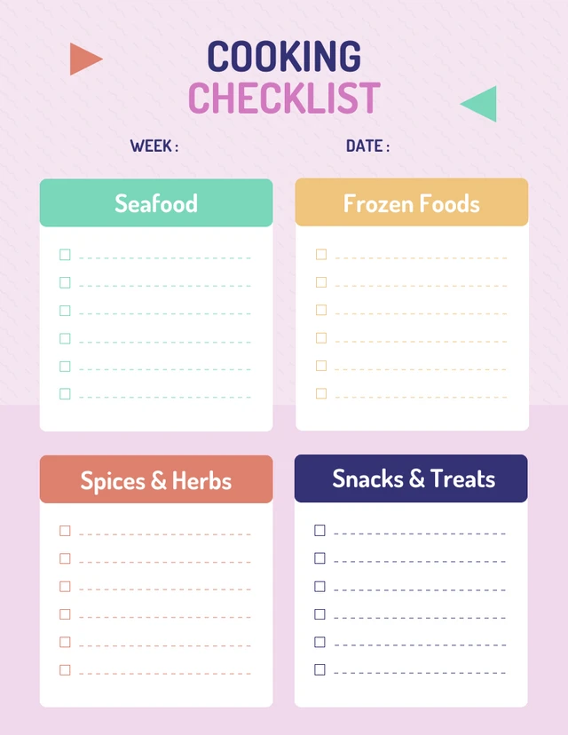 Colorful Cooking Checklist