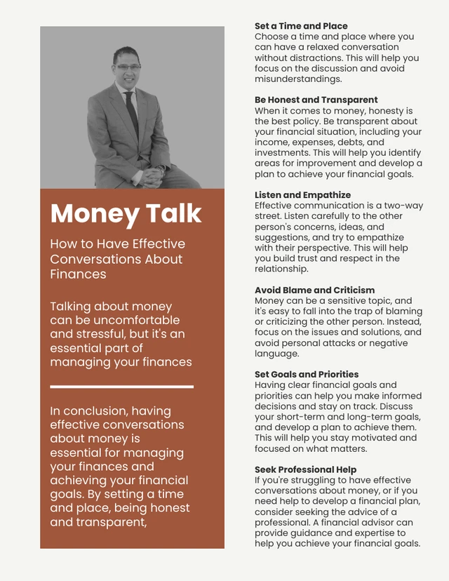 Brown Minimalist Money Talk Newsletter