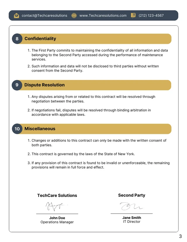 Computer Maintenance Contract Template - صفحة 3