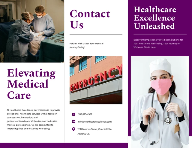 Minimalist Clean White and Purple Medical Tri-fold Brochure - Page 1