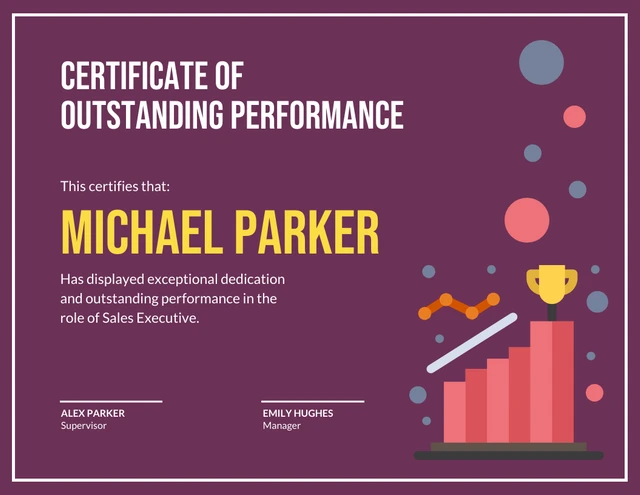 Illustration Modèle de certificat de travail de performance exceptionnelle