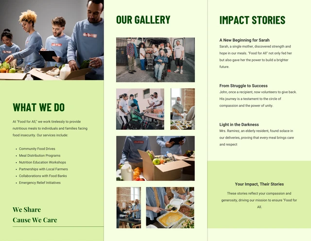 Green Minimalist Food Charity Tri Fold Brochure - Page 2