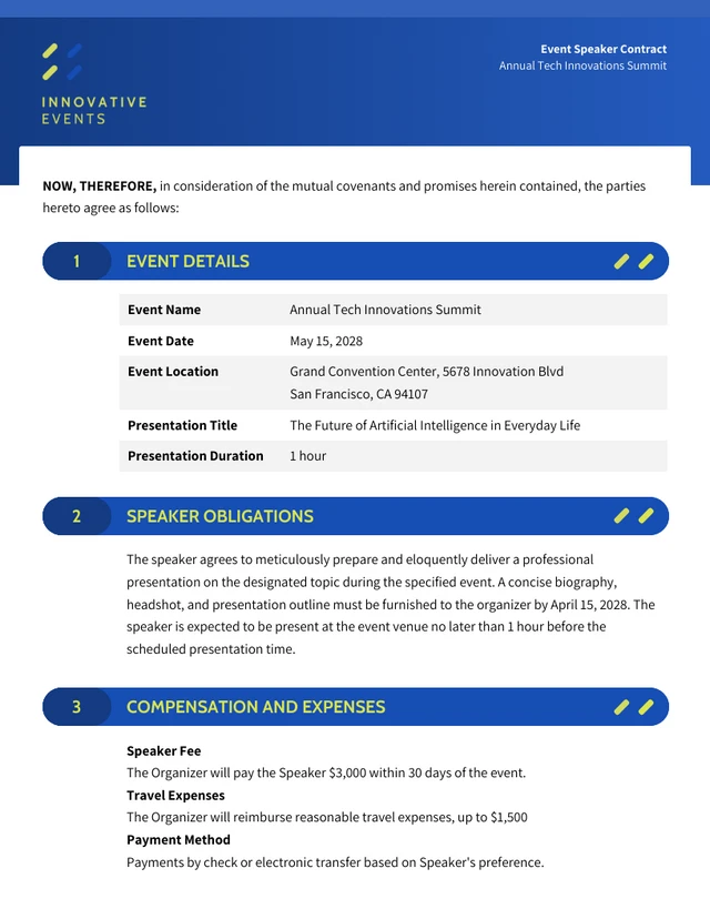 Event Speaker Contract Template - Pagina 2