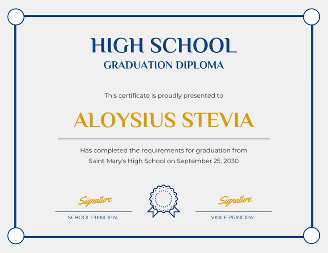 Light Gray And Navy Modern Diploma Certificate Template