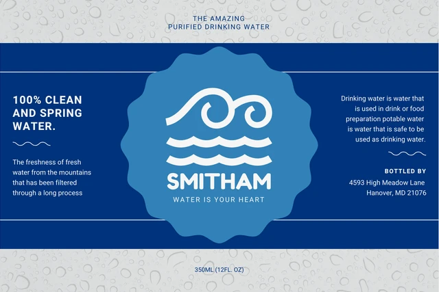 Blue Simple Photo Water Bottle Label Template