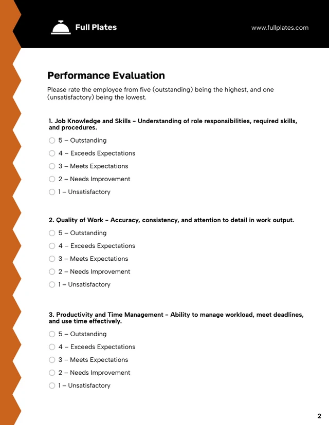 Employee Review Form Template - Pagina 2