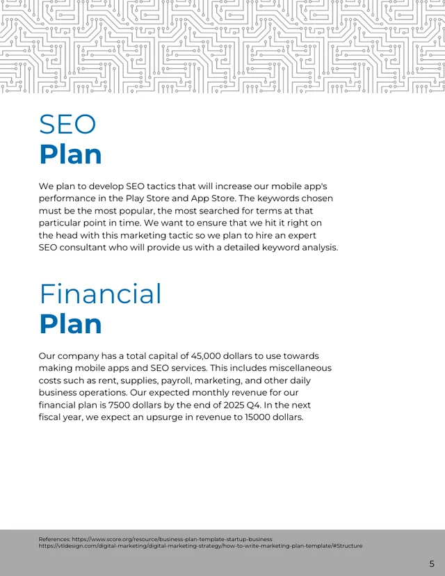 business plan template apps