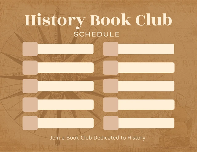 Brown Simple Background Overlay History Book Club Schedule Template