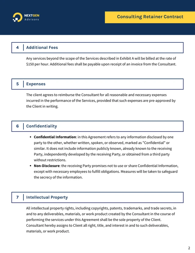 Consulting Retainer Contract Template - Page 2