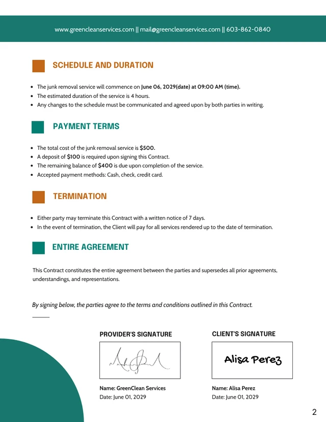 Junk Removal Contract Template - صفحة 2