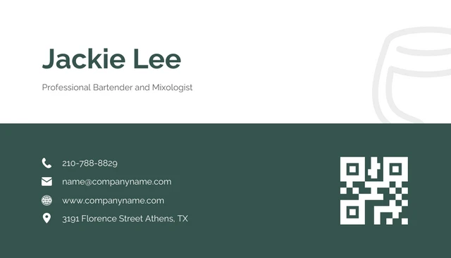 Professional Green and White Bartender Business Card - Seite 2
