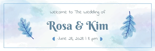 Blue Watercolor Wedding Banner Template