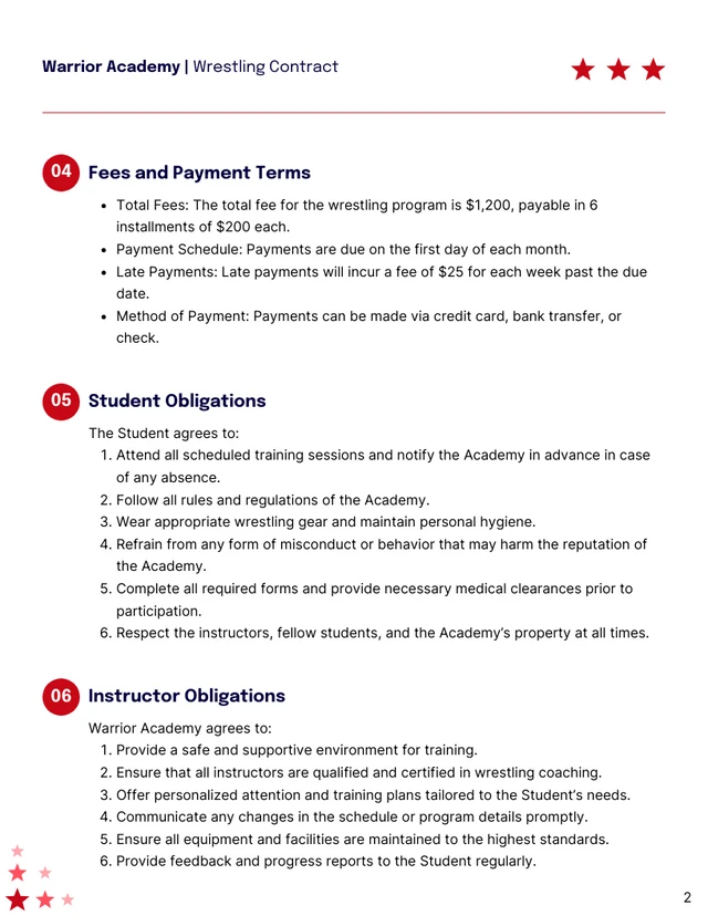 Wrestling Contract Template - Seite 2