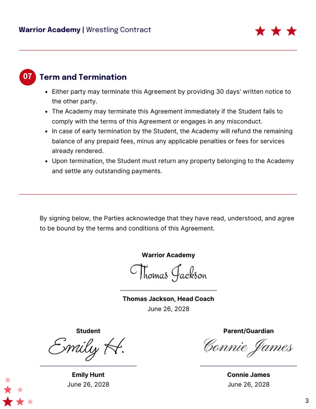 Wrestling Contract Template - page 3