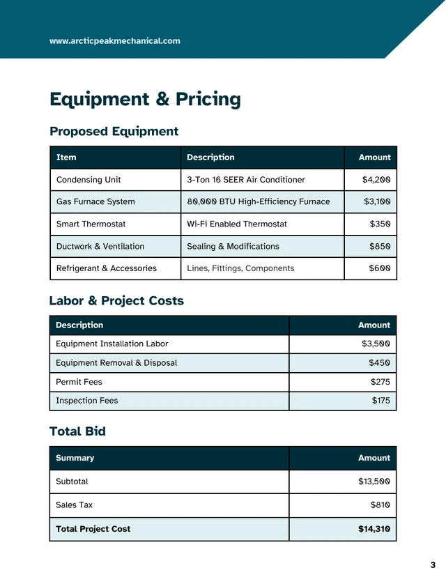 HVAC Bid Proposal Template - صفحة 3