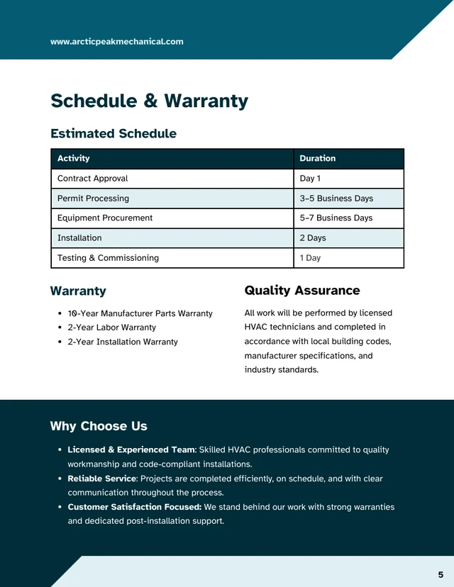 HVAC Bid Proposal Template - صفحة 5