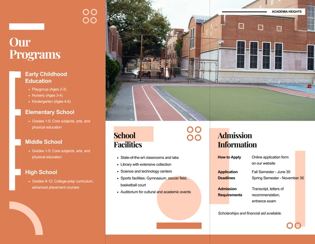 Orange and White School Tri-fold Brochure - page 2
