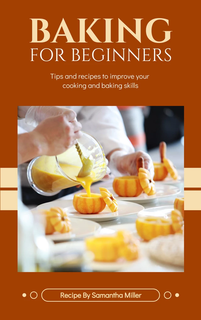 Modèle de couverture de livre moderne de recette de cuisson marron et jaune clair