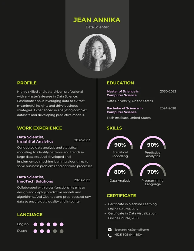 Black Neon and Pink Tech Resume Template