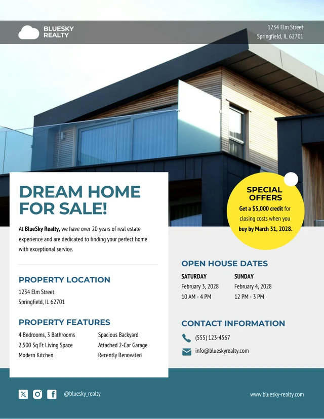 One-Page Property Brochure Template