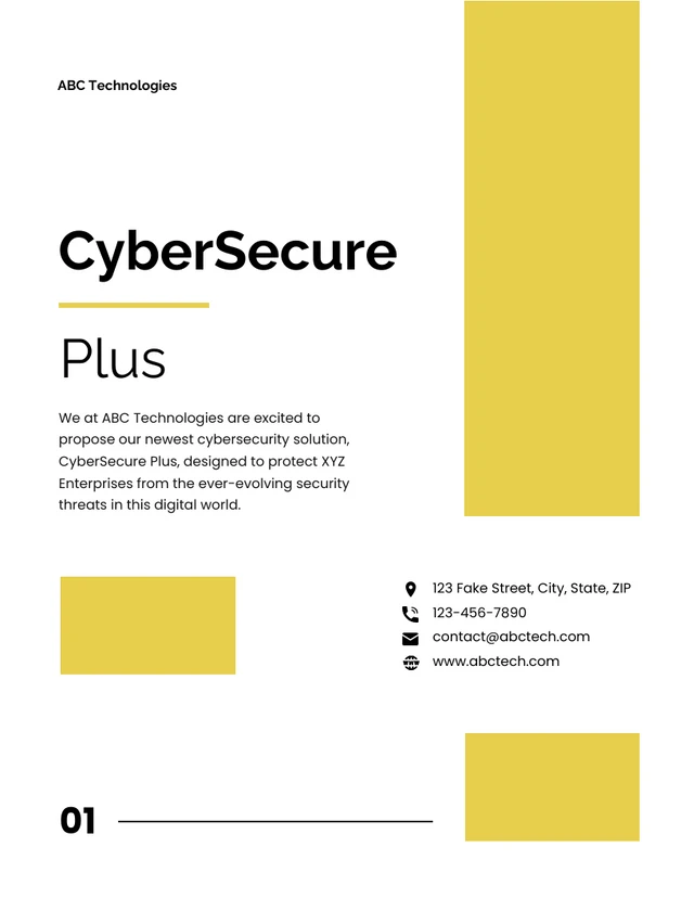 White And Yellow Cybersecure Plus Service Proposal - Page 1