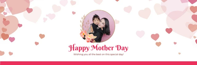 White Modern Playful Happy Mothers Day Banner Template